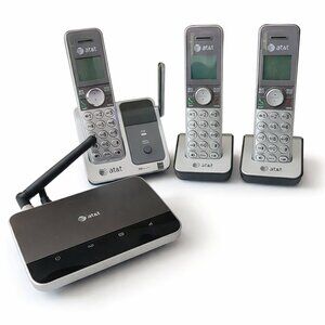 AT&T CL81301 Cordless Phone System w/ 3 Handsets + ZTE WF720 Base – Powers On